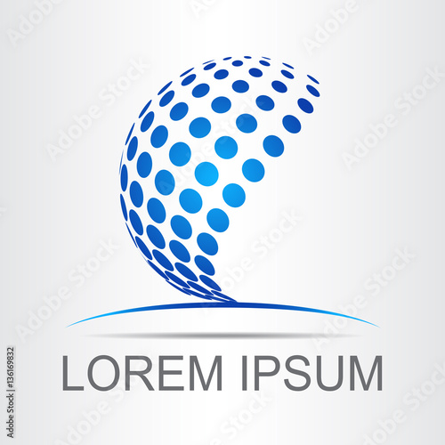 Logo stylized spherical surface with abstract shapes