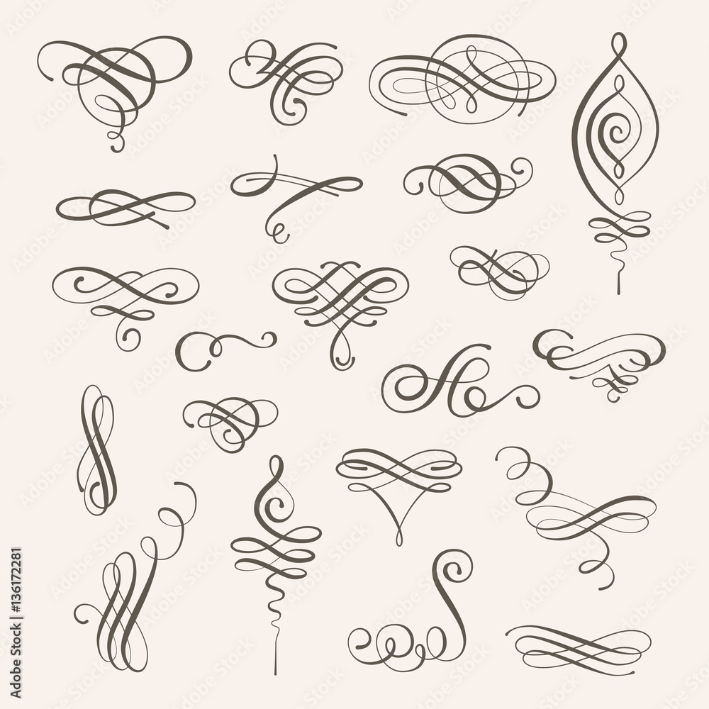 Vector set of calligraphic design elements and page decorations Vector set of calligraphic design elements and page decorations