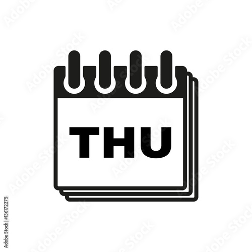 Thursday icon. Thu and calendar, data symbol. Flat design. Stock - Vector illustration