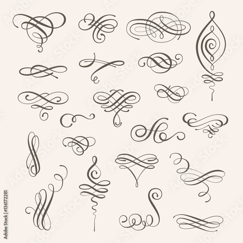 Vector set of calligraphic design elements and page decorations
