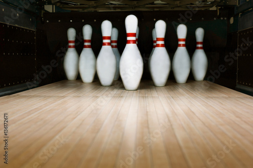 Ten pin bowling alley background photo