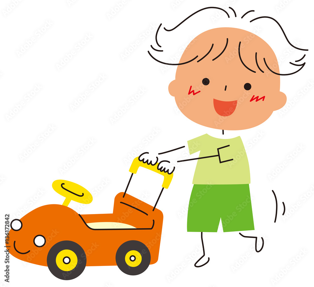 車の玩具で遊ぶ子供 車の玩具で遊ぶ子供