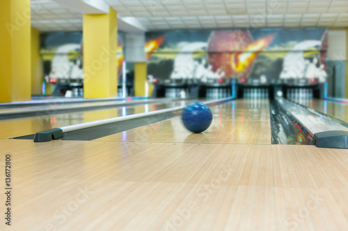 Bowling ball on lane background © Prostock-studio