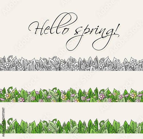 Horizontal Seamless Cartoon Flower Borders