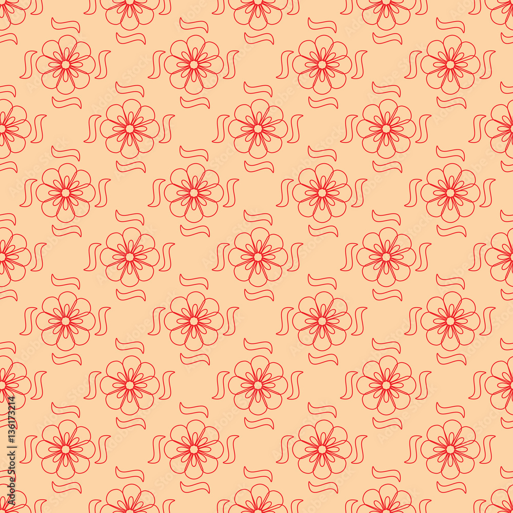 Flower and twig seamless pattern
