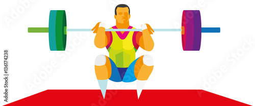 weightlifter performs attempt in the clean and jerk the rod
