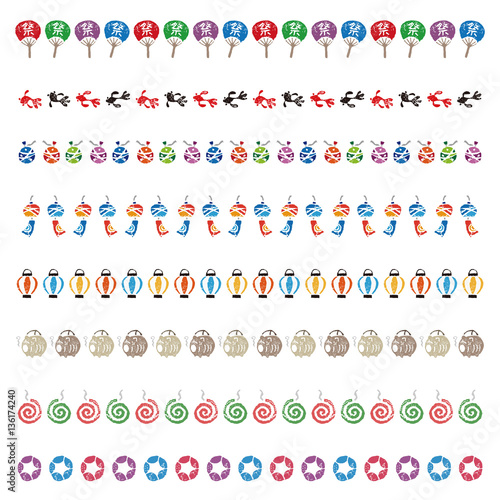 日本の夏素材の飾り罫線