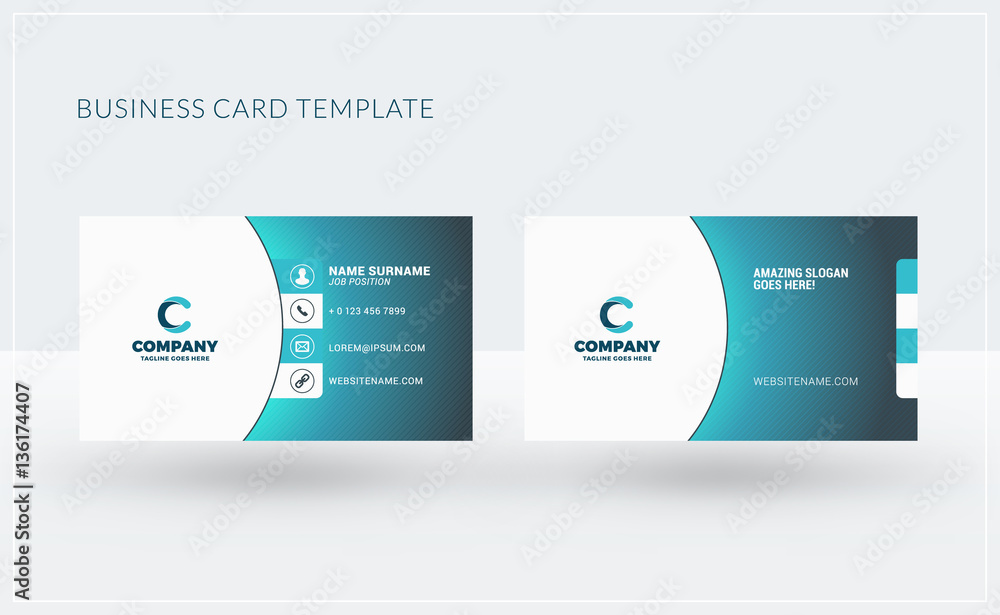 Double-sided creative business card template. Vector illustration. Stationery design