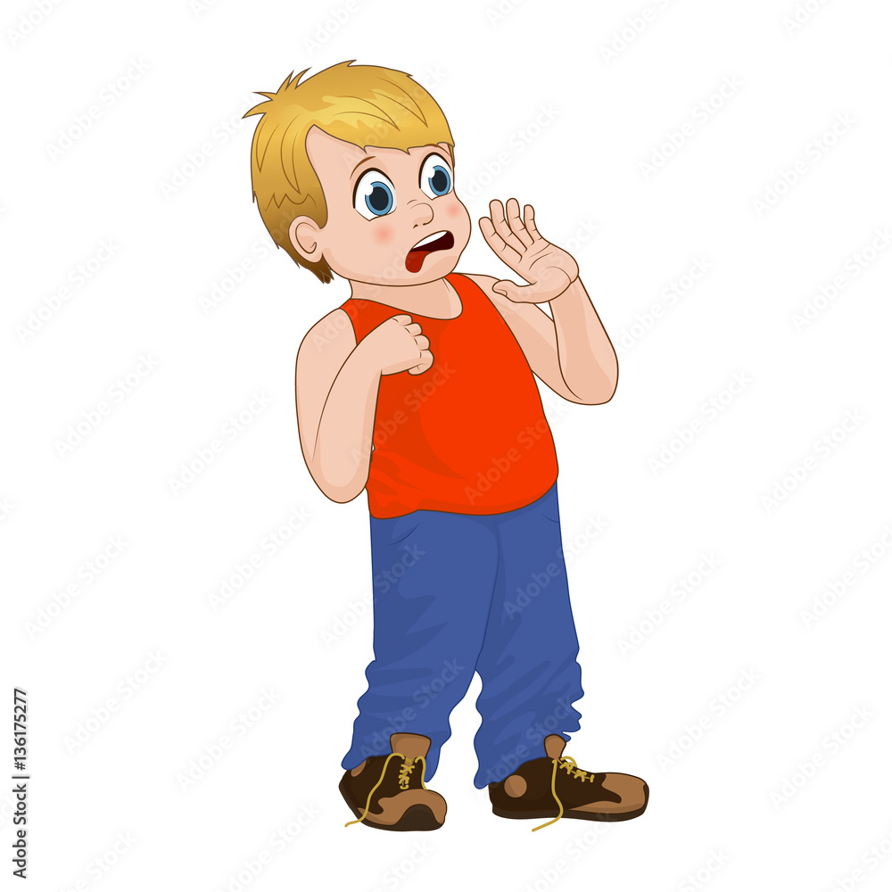 Little Boy Scared Face Cartoon Vector Clipart - FriendlyStock