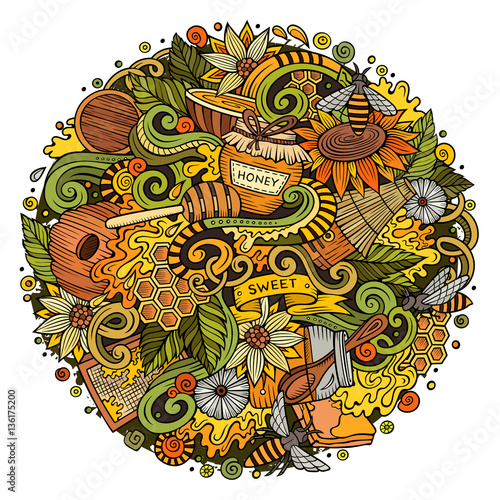 Cartoon cute doodles Honey illustration