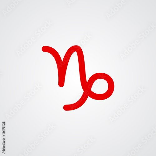 Capricorn zodiac symbol, red zodiac flat isolated icon on the gray background