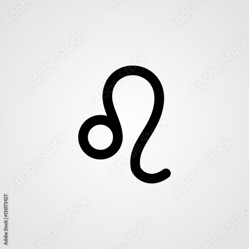 Leo zodiac symbol, black zodiac flat isolated icon on the gray background