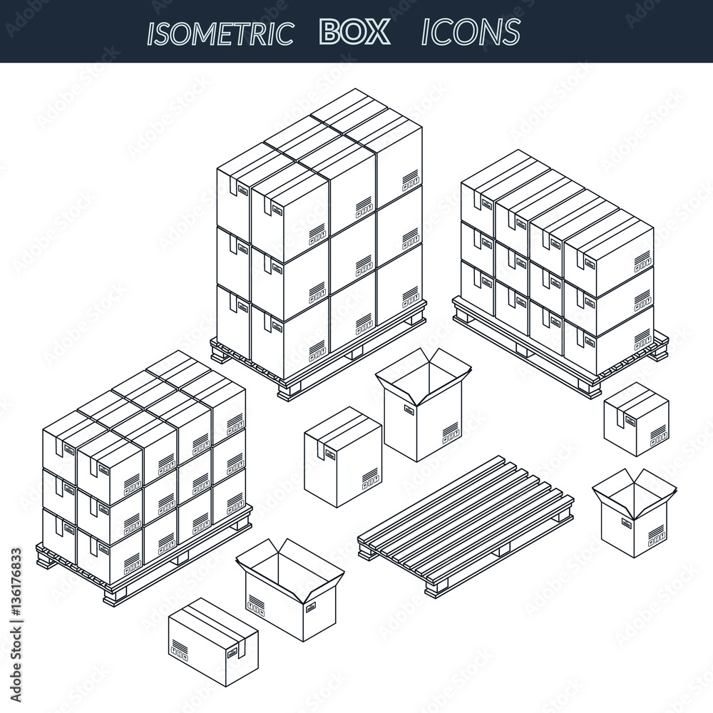 Set of icons cardboard boxes