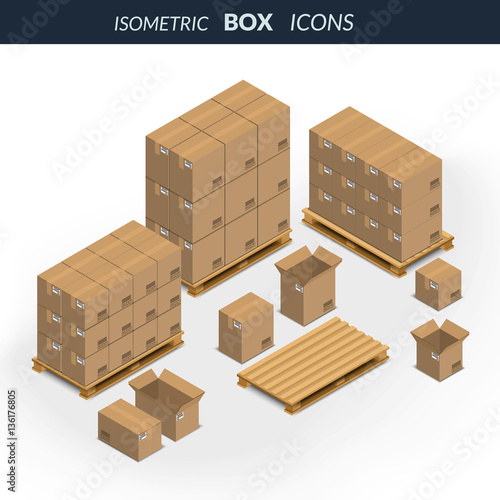 Set of icons cardboard boxes