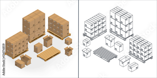 Set of icons cardboard boxes