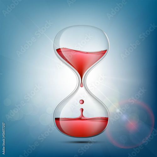 Hourglass with human blood. Symbol donations and charity. Stock