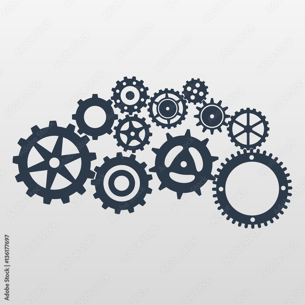 Icons gear interacting with each other. Icons gear interacting with each other.