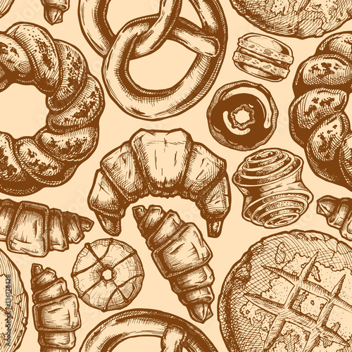 Hand drawn Bakery products.