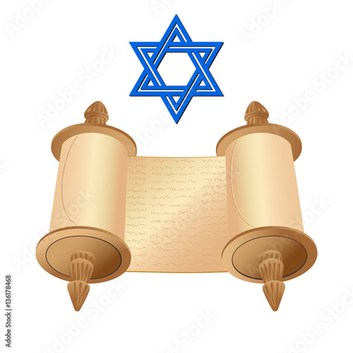 Old scroll with star of David
