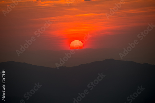 Sunrise landscape mountain valley