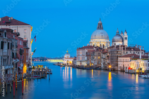 Night at Venice city canal skyline in Venice Italy