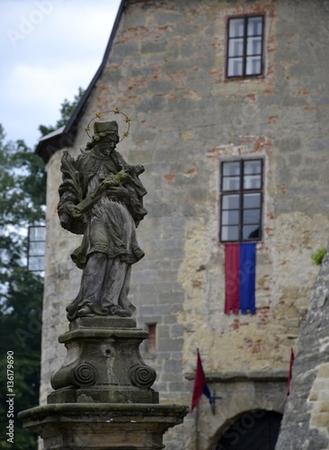 Architecture from Kost castle and cloudy sky