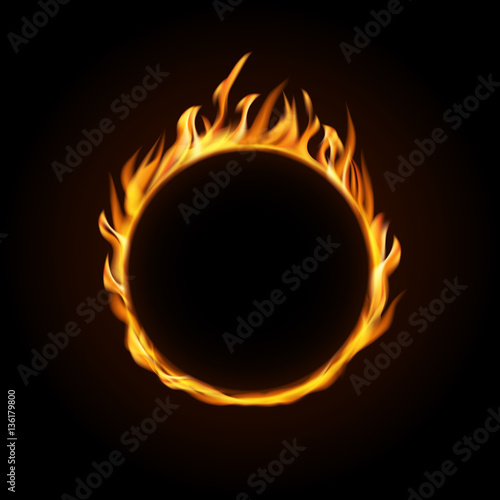 Fire burning circle on a black background
