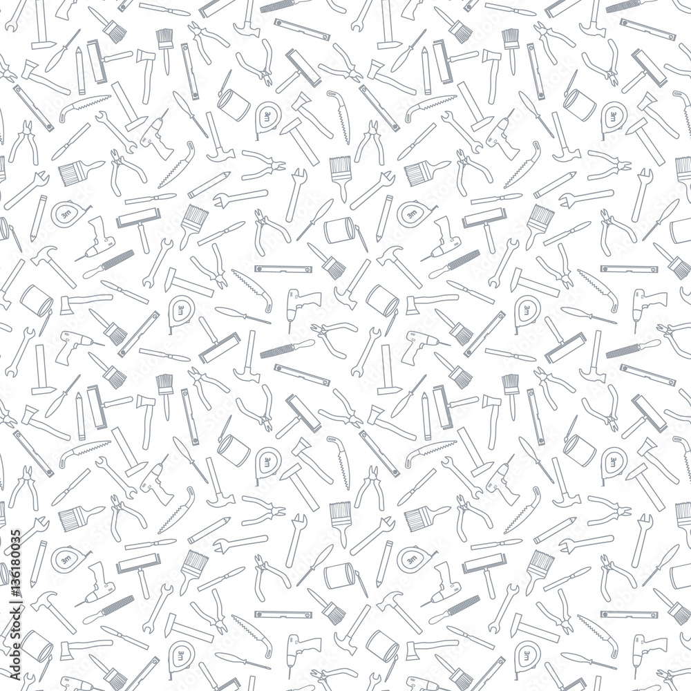 Seamless pattern of tools for construction and repair. Seamless pattern of tools for construction and repair.