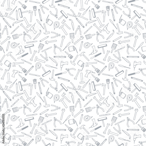 Seamless pattern of tools for construction and repair.