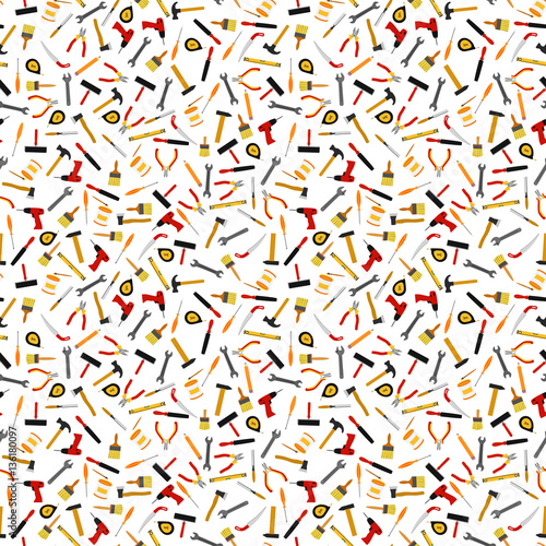 Seamless pattern of tools for construction and repair.