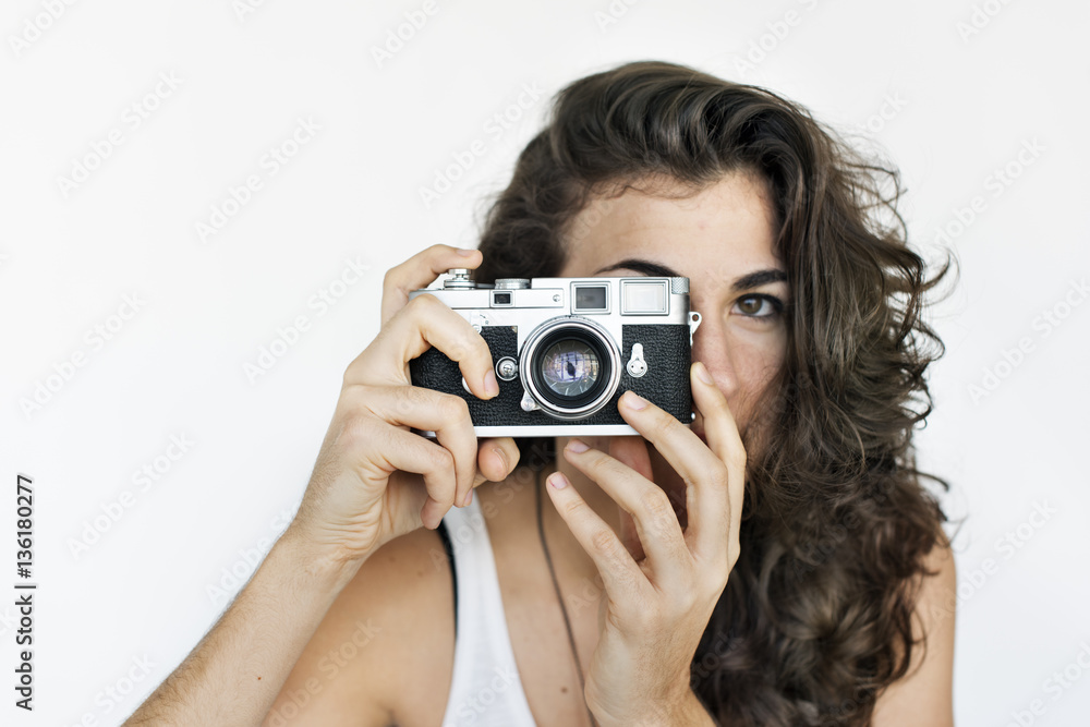 Woman Photographer Camera Focus Photography Concept Woman Photographer Camera Focus Photography Concept