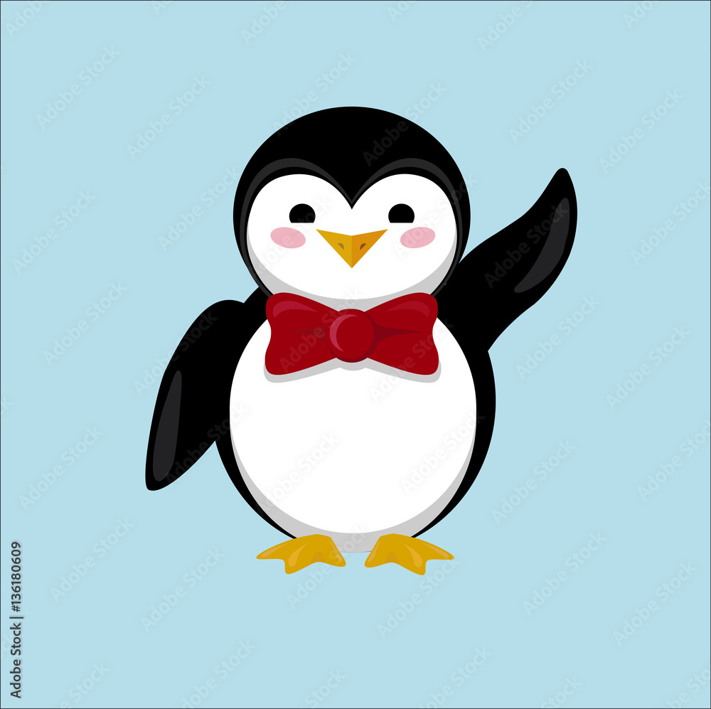 Obraz premium Little cute Penguin waving wing