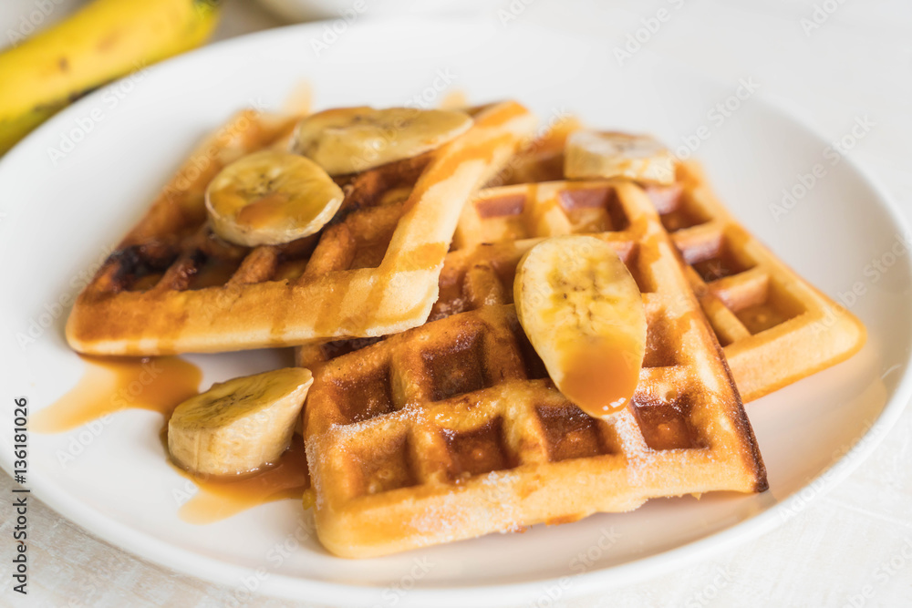 banana waffle with caramel banana waffle with caramel