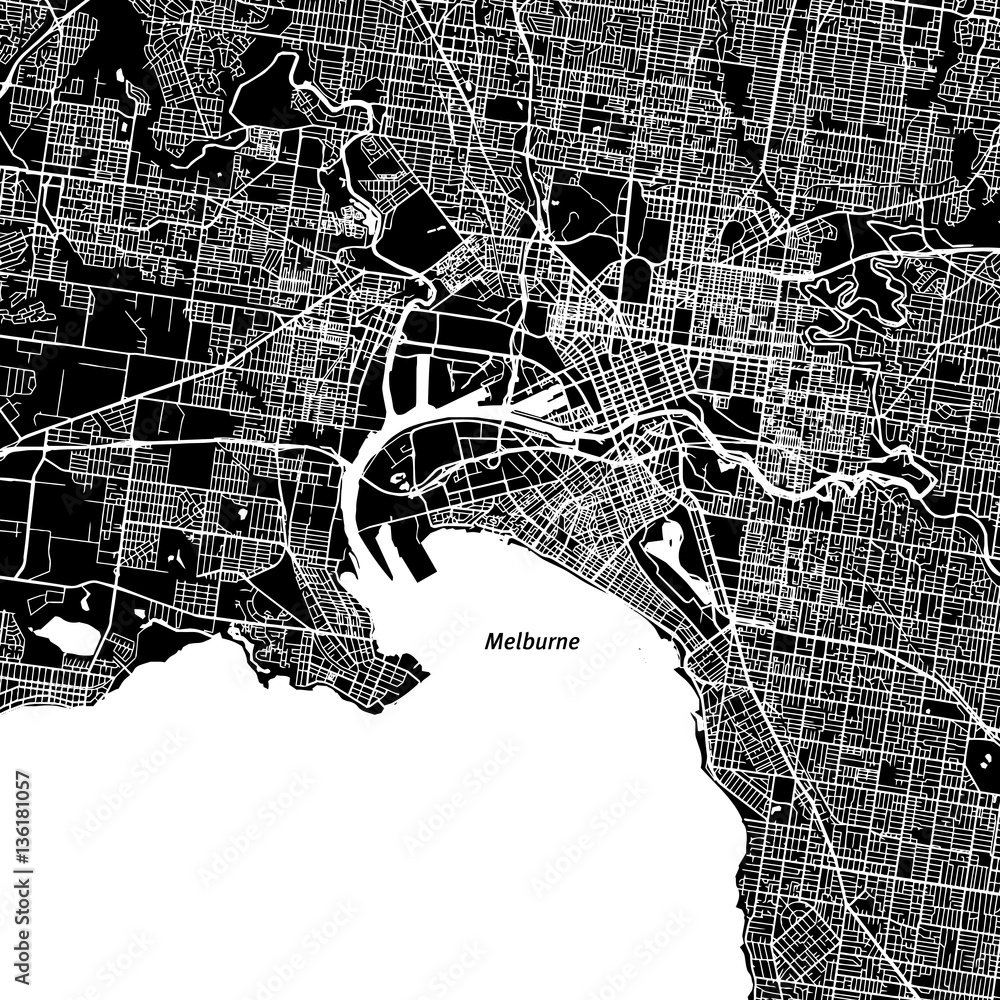Fototapeta premium Mapa wektor Melbourne