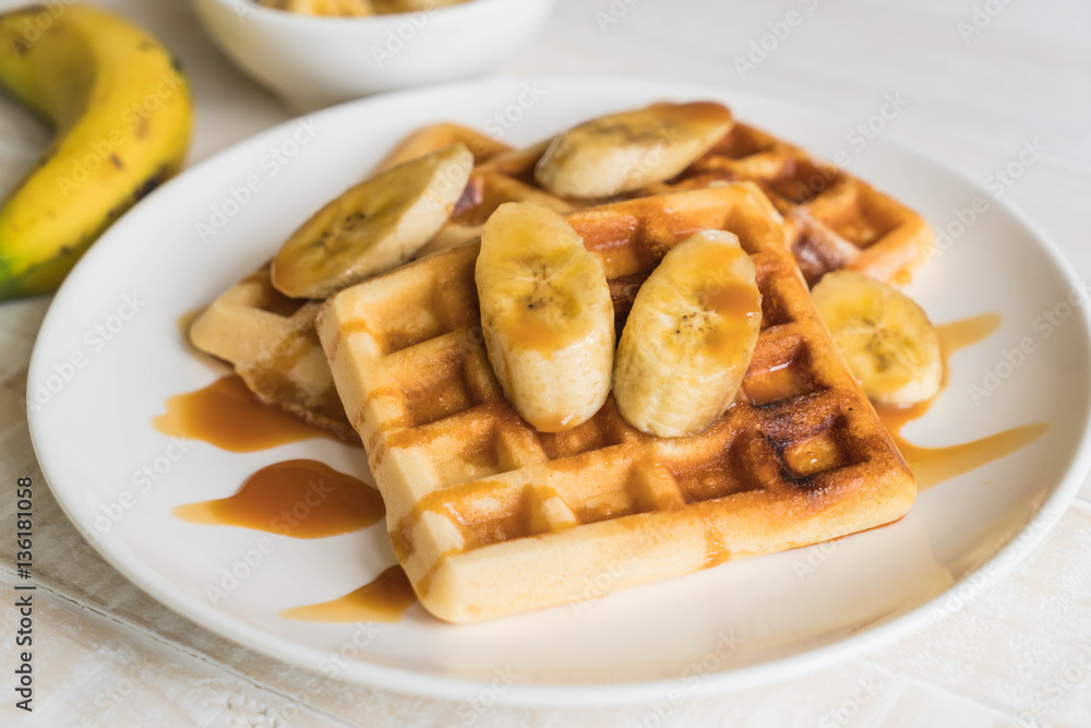 banana waffle with caramel banana waffle with caramel