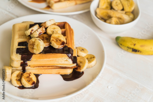 banana waffle with chocolate