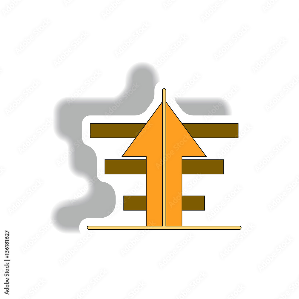 bar graph with rising arrow Vector illustration in paper sticker style ...