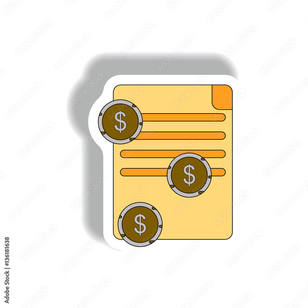 formal treaty and currency Vector illustration in paper sticker style of get money for paper contract formal treaty and currency Vector illustration in paper sticker style of get money for paper contract