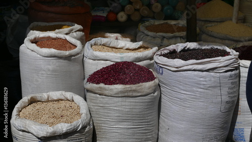 Fototapeta Naklejka Na Ścianę i Meble -  spices in jute bags
