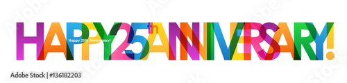 "HAPPY 25th ANNIVERSARY" Colourful Vector Letters Icon