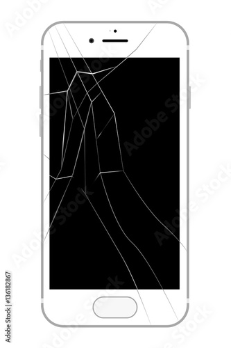 画面が割れたスマートフォン