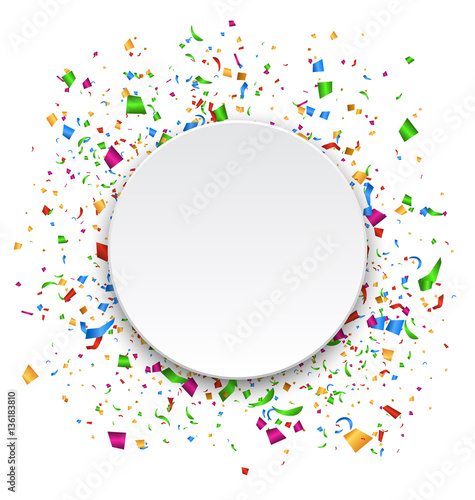 Festive Celebration Bright Confetti with Circle Frame Isolated o