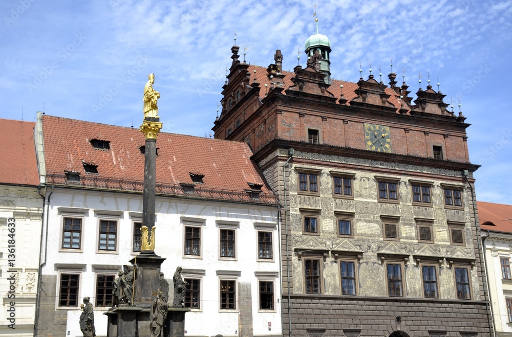 Fototapeta premium Architecture from Plzen and cloudy sky