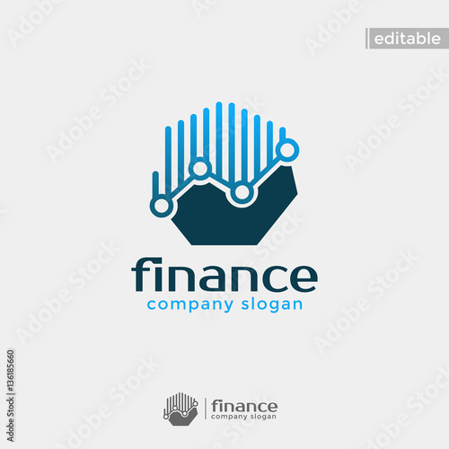 heptagon finance logo. modern eye catching logo with blue color