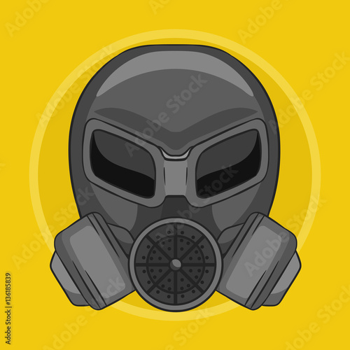 Post apocalyptic gas mask cartoon.