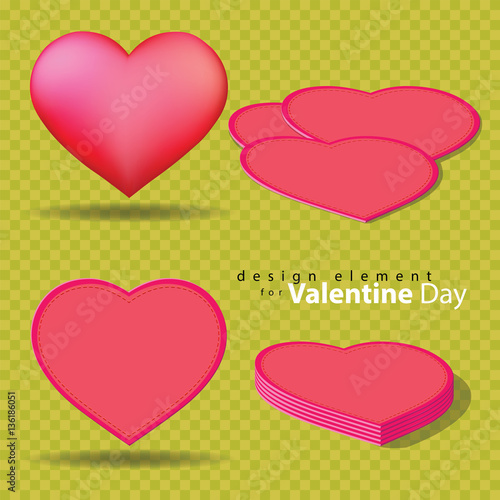 Leather heart shape fabric for Valentine element