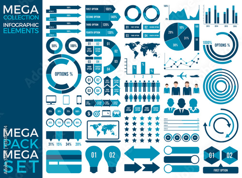 Mega Collection and Mega Set Infographic Elements Vector Design Eps 10