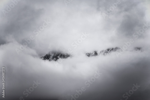 Dense clouds with two openings for natural background. Toned
