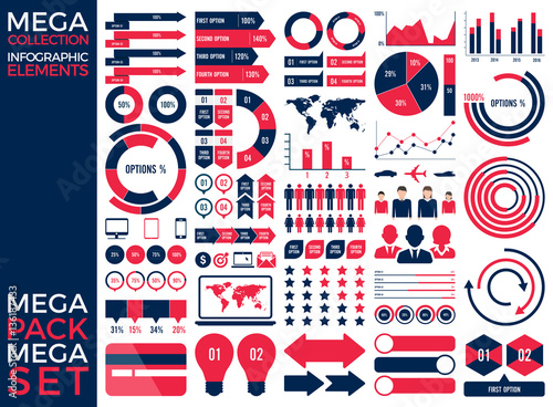 Mega Collection and Mega Set Infographic Elements Vector Design Eps 10