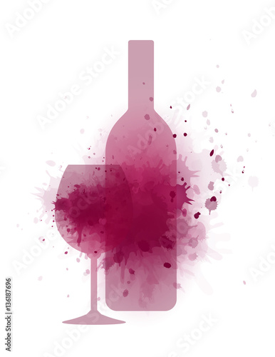 wine splash, bottle and glass